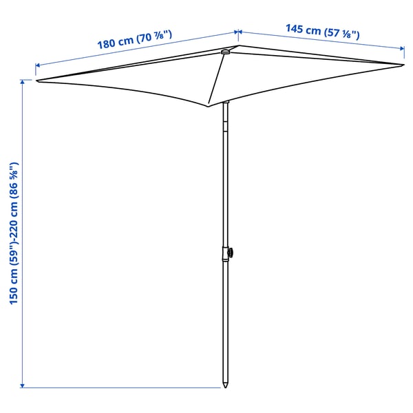 Illustration with measurements for the product: TVETÖ.