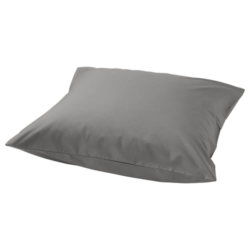 Grey pillowcase, rectangular, soft blend of cotton and lyocell, smooth texture, no patterns.