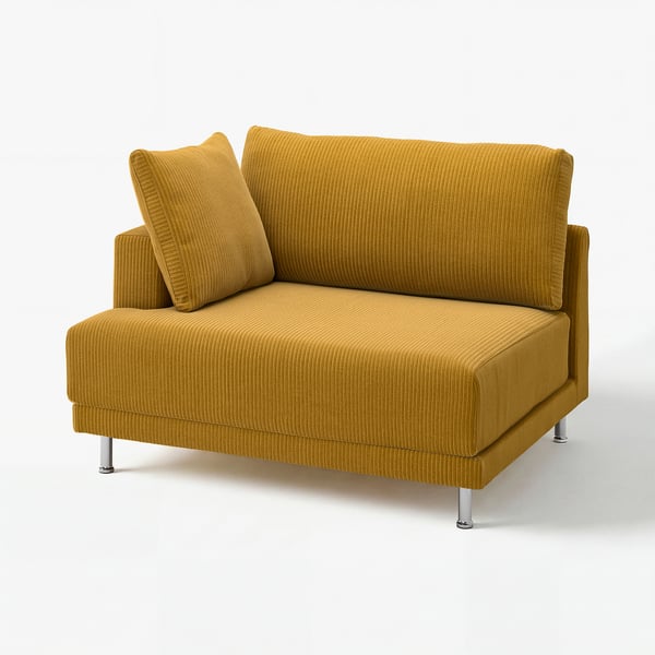 UPPÅKRA yellow sofa, modern design, comfy fabric, metal legs.