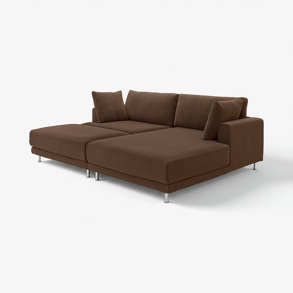 Brown UPPÅKRA sectional sofa, modern design, deep cushions, chrome legs.