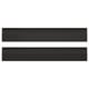 Two sleek, black rectangular kitchen cabinet fronts with chamfered edges and integrated handles.