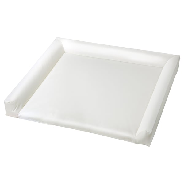 A white VÄDRA baby changing mat, rectangular, with padded edges.