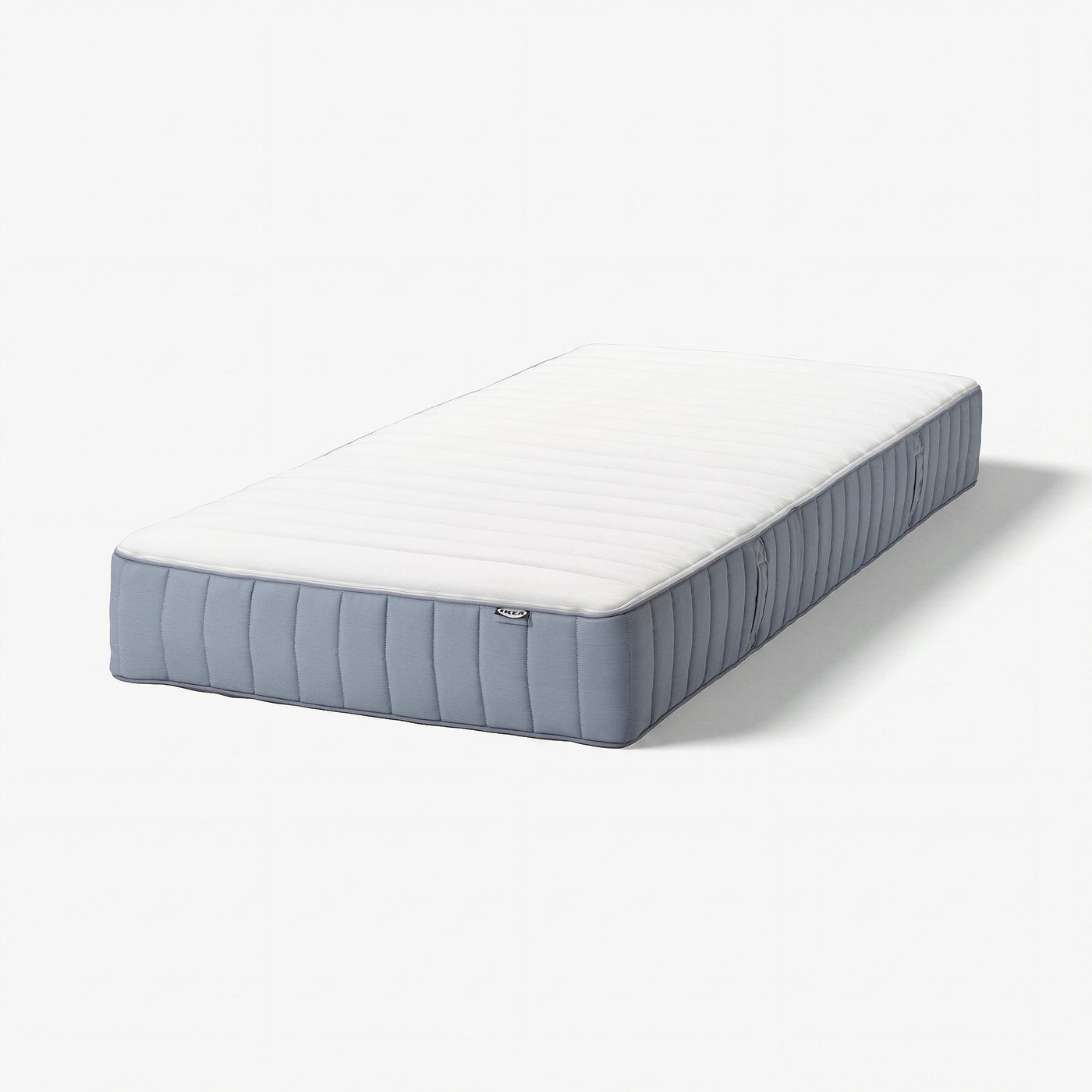VALEVÅG Pocket sprung mattress, medium firm/washable top cover light blue, 90x200 cm