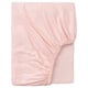 A peach-colored, soft cotton fitted bed sheet, neatly folded, with elastic edging for a secure fit.