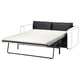 VIMLE black sofa-bed, modern design, convertible, leather & fabric.