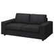 Black VIMLE sofa, modern minimalist design with soft cushions, sturdy frame.