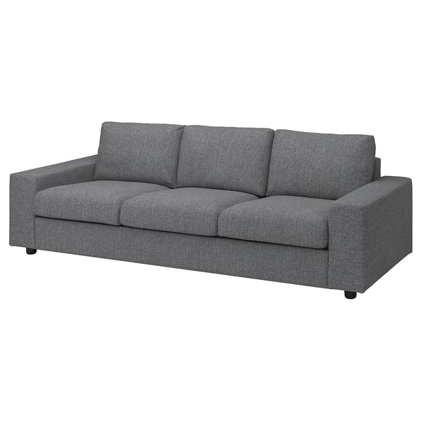 Grey VIMLE sofa, modern design, fabric cover, square cushions.