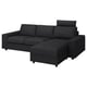 A dark gray VIMLE sectional sofa with chaise longue, modular design, and headrests.