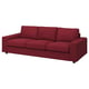 Red, modern sofa, three cushions, square shape, comfy fabric, VIMLE design.