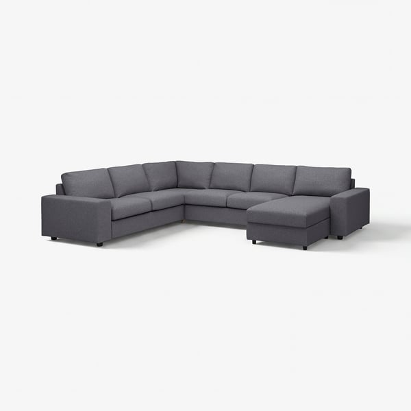 Large u-shaped grey sectional sofa, modern, with multiple cushions, perfect for spacious rooms.