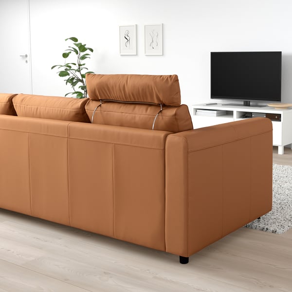 VIMLE leather sofa with neck support, modern design for living room.