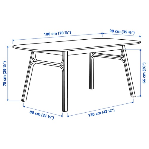 Illustration with measurements for the product: VOXLÖV.