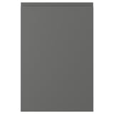 Grey VOXTORP cabinet door, sleek design with integrated handles.