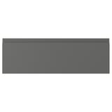 Dark grey modern kitchen cabinet door with smooth surface and sleek design.