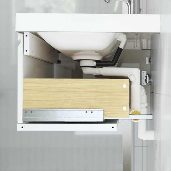 Badeværelsesskab med skuffe, beskyttet mod vandskade, monteret under vasken.