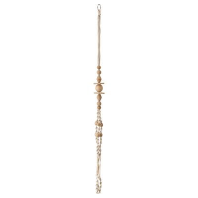 ANVÄNDBAR hængende indretning: træperler i naturlig farve, macrame design. Lodret, håndlavet med bomuld og birk.