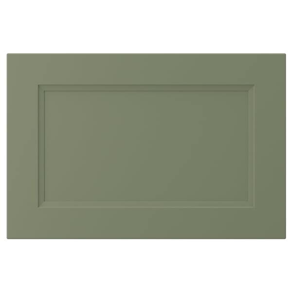 AXSTAD grøn skuffefront, mat overflade, indsat panel, rektangulær form.
