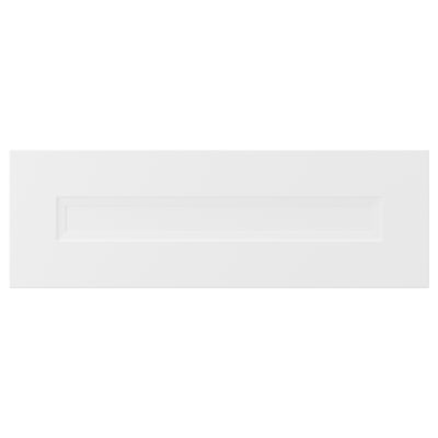 AXSTAD: hvid, mat køkkenskuffefront i træfiberplade med bløde linjer.
