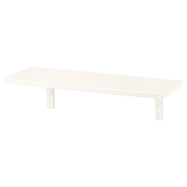BERGSHULT: hvid væghylde, rektangulær form, enkelt glat kant, to understøtninger.