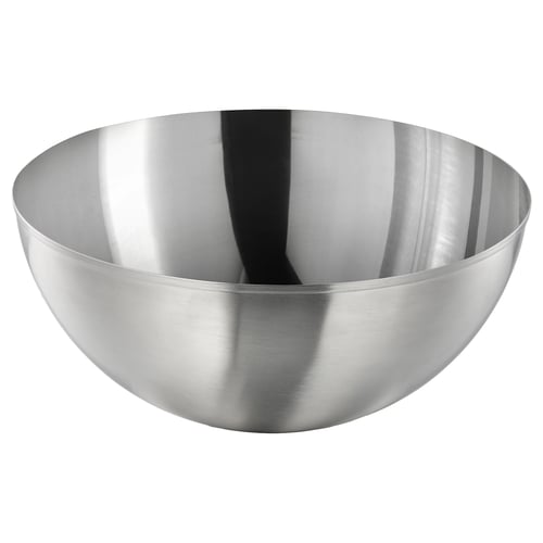 Skål i rustfrit stål, slankt sølv, rund form, glat design.