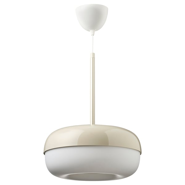 BLÅSVERK pendel, hvid, moderne design, kuppelform, genbrugsplast, blødt lys.