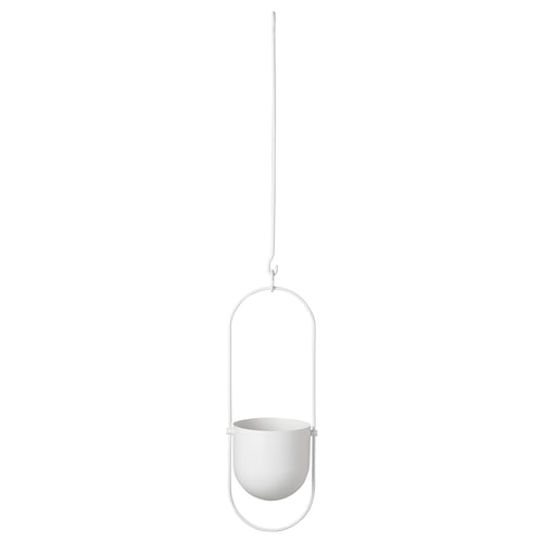 CHILISTRÅN hvid oval plantekasse, pulverlakeret stål, minimalistisk.