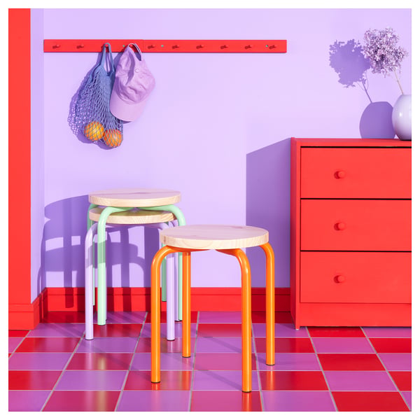 DOMSTEN Taburet, orange/fyr