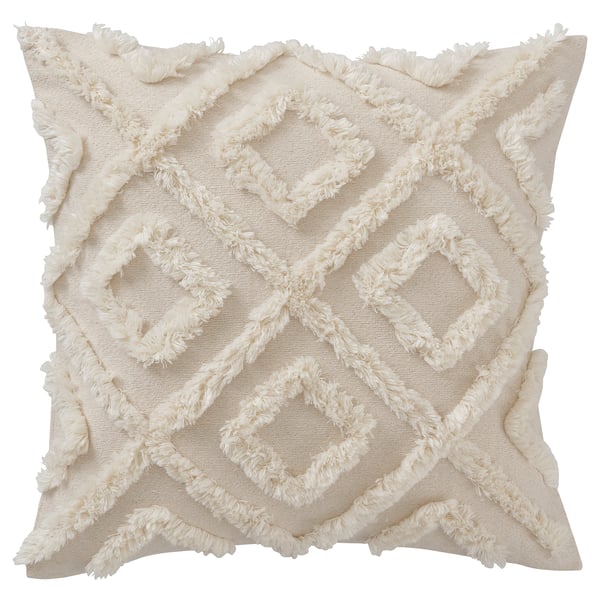 Geometrisk pjusket pude, creme