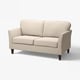 EKHOLMA: beige sofa med to sæder, buet ryg, rullede armlæn, træben.