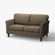 Ekholm-sofaen er en stilfuld, brun to-personers sofa med slanke linjer og træben, perfekt til moderne interiører.