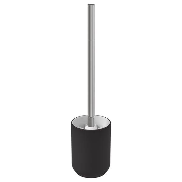EKOLN sort toiletbørste, moderne slankt design med håndtag i rustfrit stål, miljøvenlige materialer.
