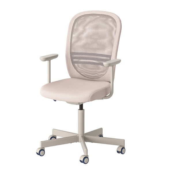 FLINTAN kontorstol, hvid, ergonomisk meshryg og sæde, fem hjul, justerbar højde, armlæn.