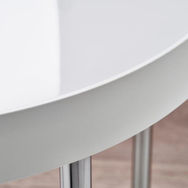 FRÖTORP Sidebord, hvid forkromet/hvid glas, 48 cm