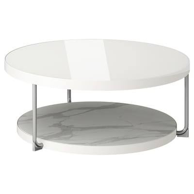 FRÖTORP Sofabord, hvid forkromet/hvid glas, 88 cm