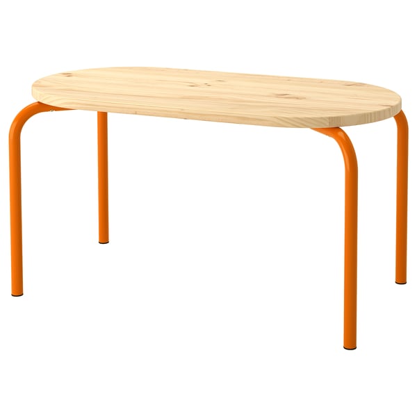 GREJSIMOJS Børnebord, træ/orange, 84x42 cm