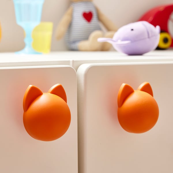 GREJSIMOJS Knop, orange/kat, 38 mm