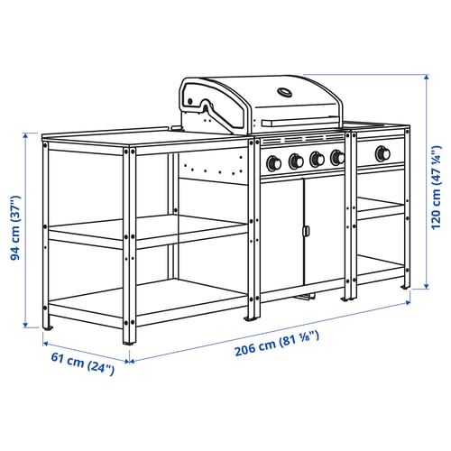Illustration med mål for produktet: GRILLSKÄR.