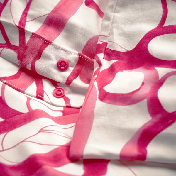 HÄRLIR Sengetøj, hvid pink/blomstermønster, 140x200/60x70 cm