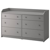 Grå HAUGA kommode med seks skuffer, moderne, minimalistisk design. Ideel til soveværelser, alsidig, sikker, vægmonterbar.