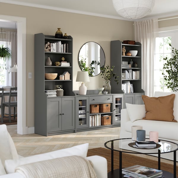 HAUGA Opbevaringskombination, grå, 279x46x199 cm