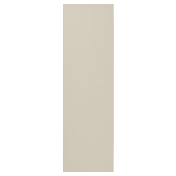 En beige HAVSTORP skabslåge med glatte, moderne linjer, fremstillet af akrylmaling og fiberplade.