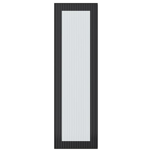 HEJSTA sort glaslåge, rektangulær med lodrette striber, indrammet i aluminium.
