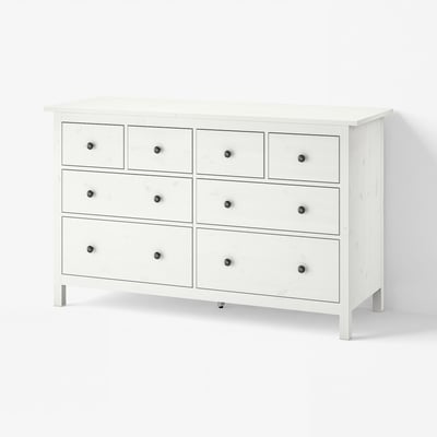 HEMNES Kommode 8 skuffer, hvid bejdse, 160x96 cm