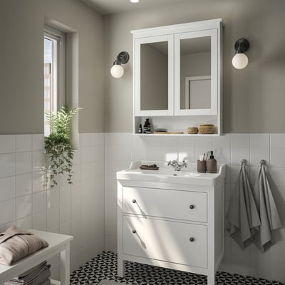 HEMNES / RUTSJÖN Skab til vask m skuffer/vask