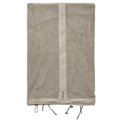 HIMMELSÖ nettet er beige, rektangulært, med lynlåse og bindebånd til sikring. Den er lavet af polyester og passer til pavilloner.