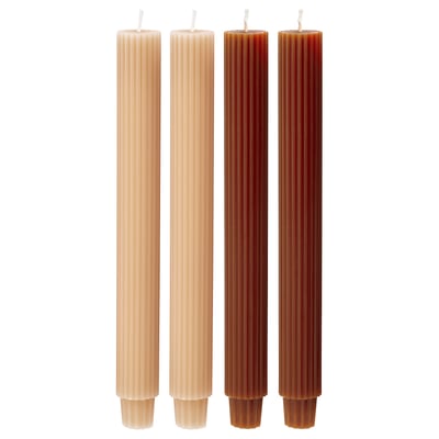 HÖSTAGILLE Uparfumeret kronelys, brunorange/beige, 25 cm