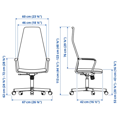 Illustration med mål for produktet: HUVUDSPELARE.