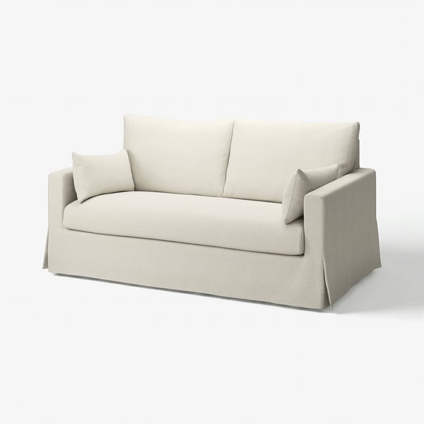HYLTARP cremefarvet sofa: klassisk, ren, behagelig design med aftageligt betræk, bløde puder.