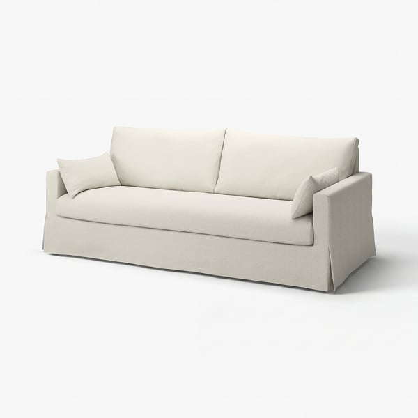 HYLTARP-sofa, beige, rene linjer, bløde bløde puder, klassisk form.