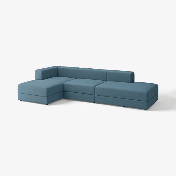 JÄTTEBO modulsofa: turkis, blødt stof, L-formet, moderne design, med opbevaring.
